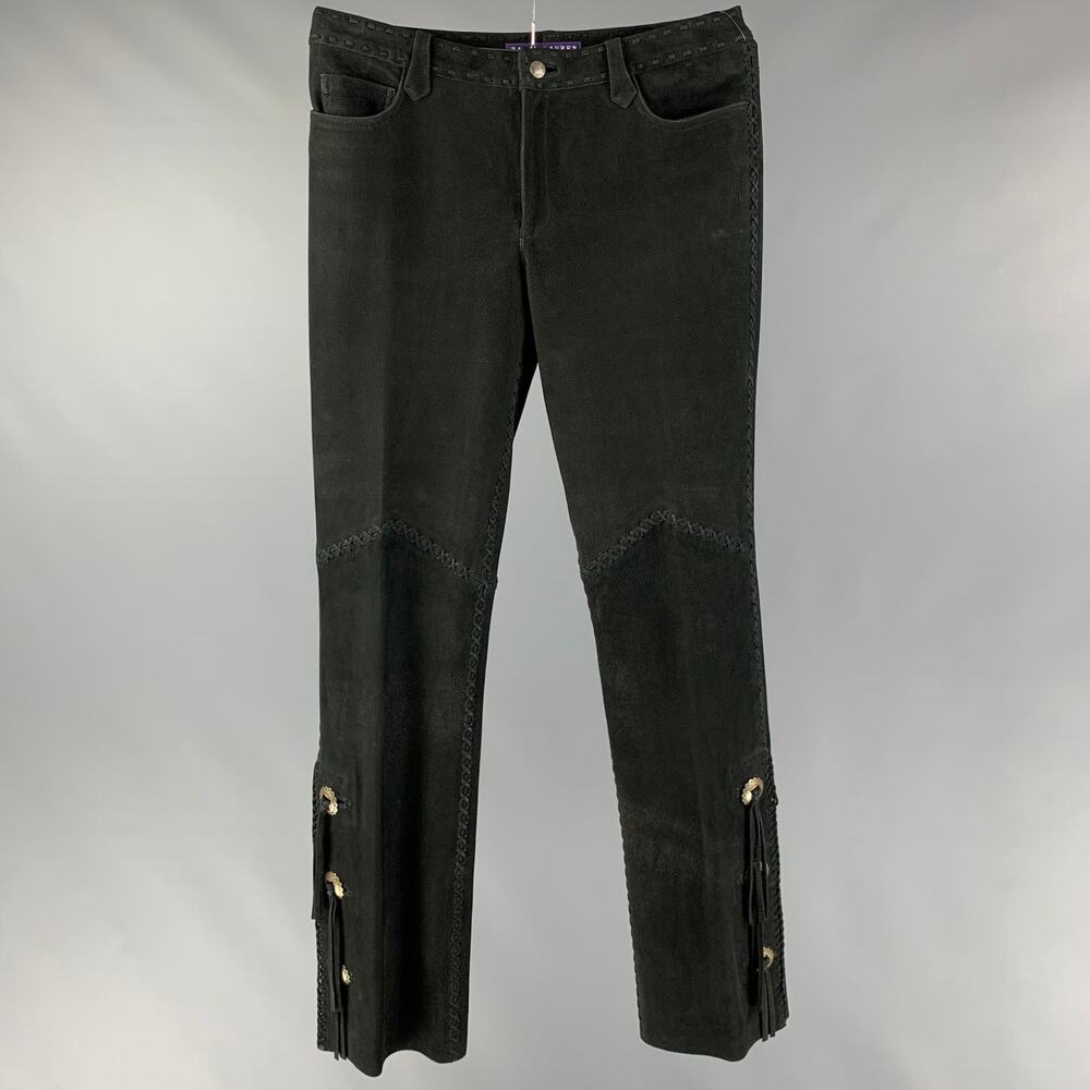 RALPH LAUREN COLLECTION by Size 10 Black Suede Western Casual Pants